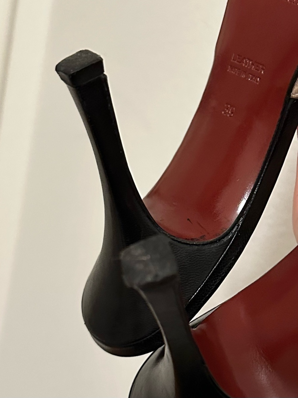 Burberry London Nova Check Plaid Canvas Leather Kitten Heel Slide Sandals 38 - Picture 12 of 15